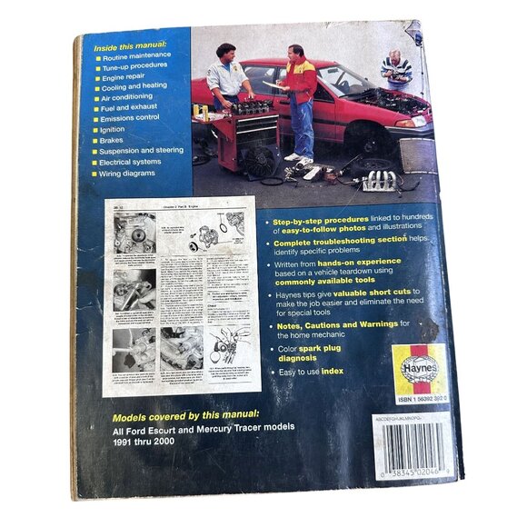 Vtg Haynes Repair Manual Ford Escort & Mercury Tracer 1991-2000 All Models - Picture 2 of 5